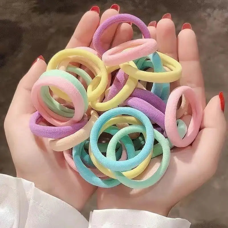 50 Pack Nylon Scrunchies Soft Stretchy Hair Ties Gentle - Smarsty