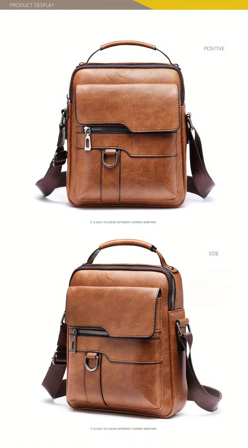 Men's PU Leather iPad Shoulder Bag Crossbody With Flap - Smarsty