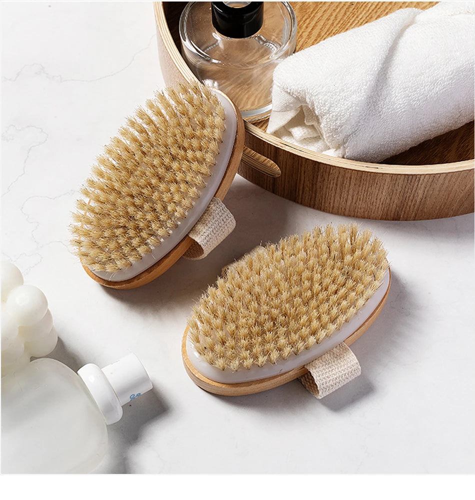 Natural Bristle Exfoliating Body Brush for Glowing Skin - Smarsty