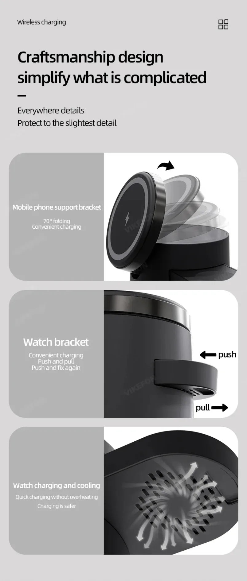 Qi2 3 In 1 Wireless Charger Station With Night Lamp - Smarsty