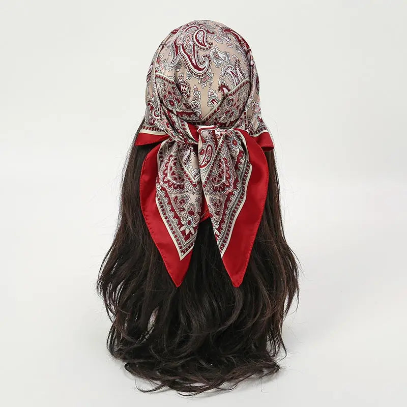 Bohemian Floral Print Silk Scarf for Women Sun Protection - Smarsty