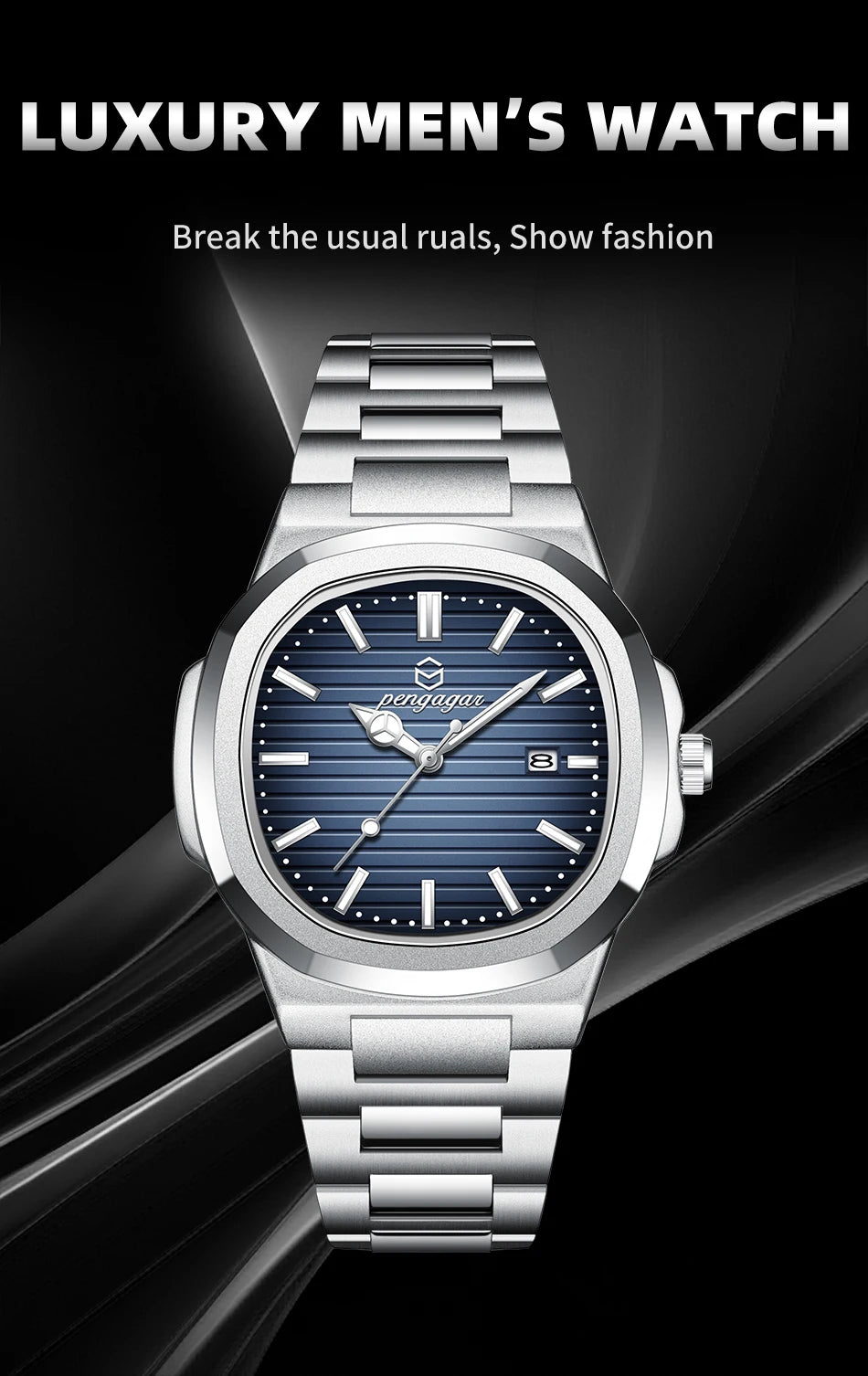 Luxury Waterproof Men's Wristwatch with Luminous Date - Smarsty