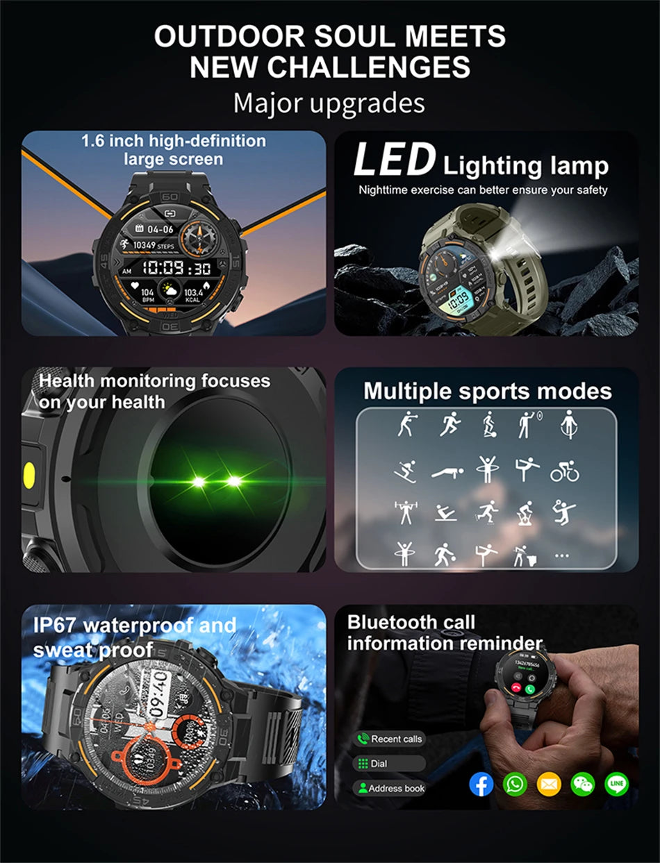 Military Smartwatch for Men with Health Monitoring Features - Smarsty