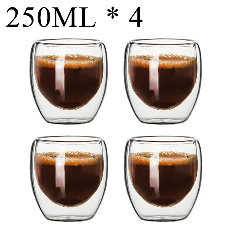 Double Wall Borosilicate Glass Mugs Set Heat Resistant - Smarsty