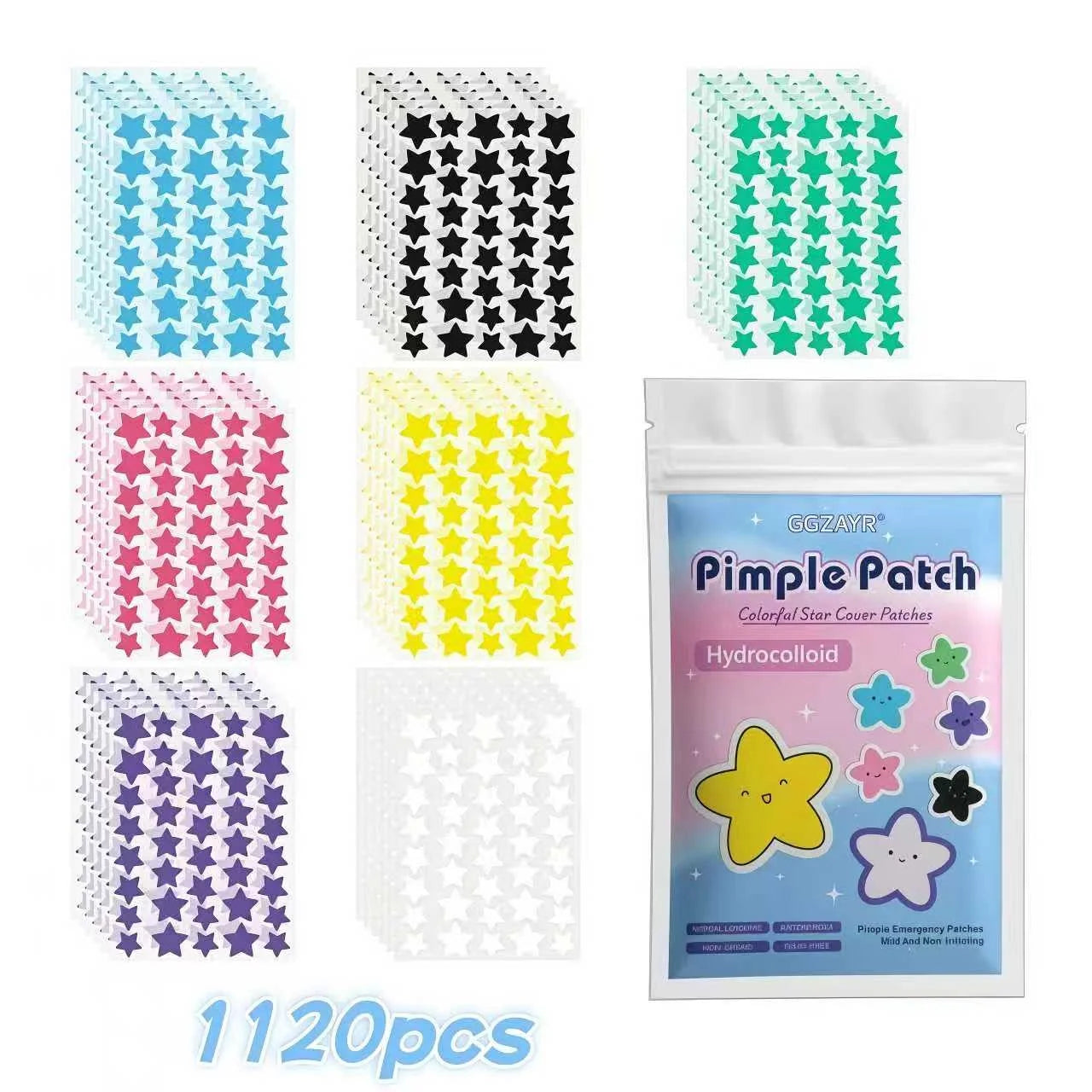 280/1120/1680pcs Seven-Color Star Pimple Patches – Invisible Hydrocolloid Dots for Fun & Gentle Skincare - Smarsty