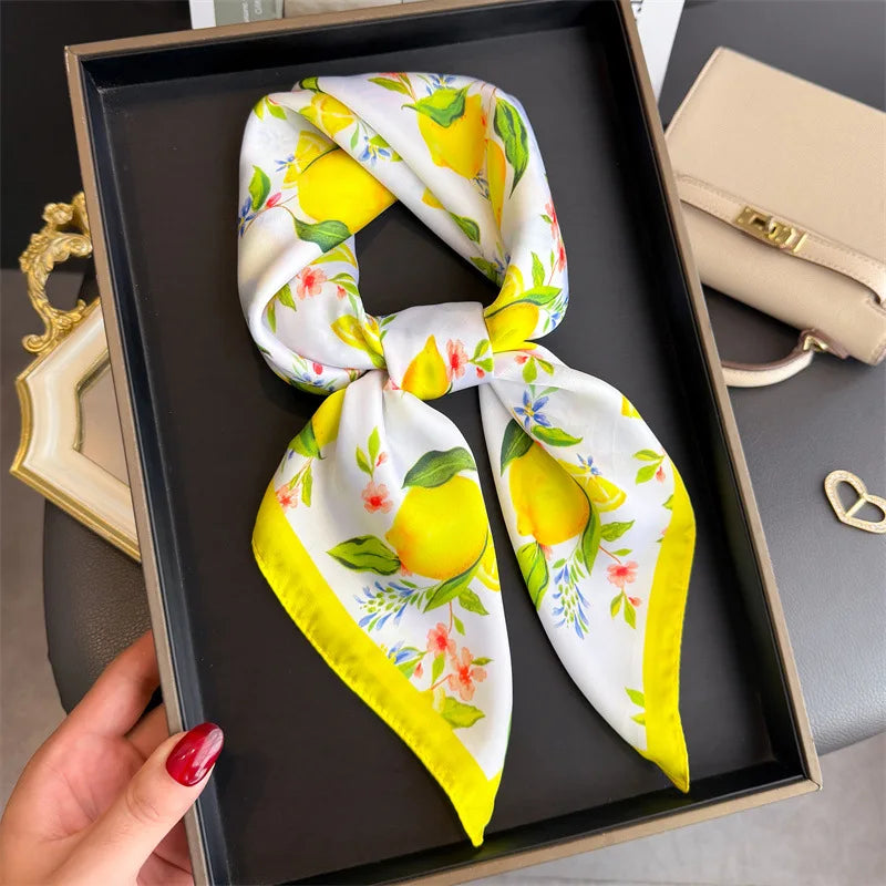 Bohemian Silk Square Scarf for Women Luxury Floral Print - Smarsty