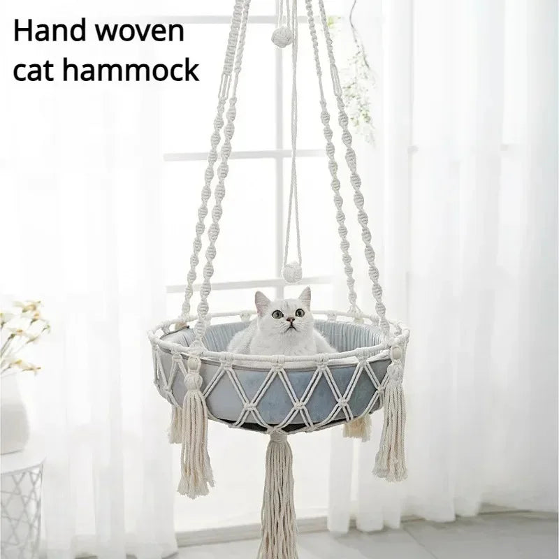 Handwoven Cat Hammock Swing Bed for Cozy Comfort - Smarsty