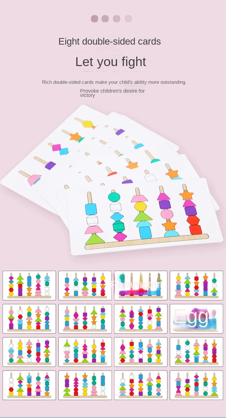 Montessori Wooden Toys Color Shape Matching Puzzle Game Colorful Beaded Color Cognition Early Educational Toys Gift for Children - Smarsty