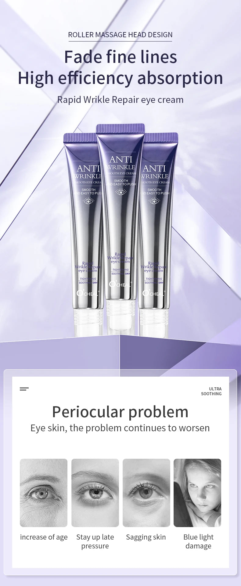 O'CHEAL Anti Aging Eye Cream Roller for Dark Circles - Smarsty