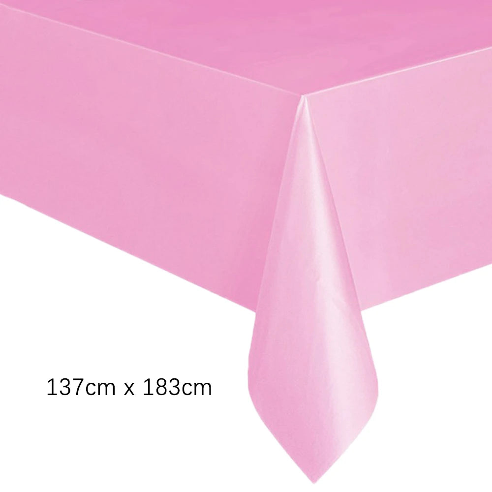 Disposable White Pink Tablecloth for Parties and Weddings - Smarsty