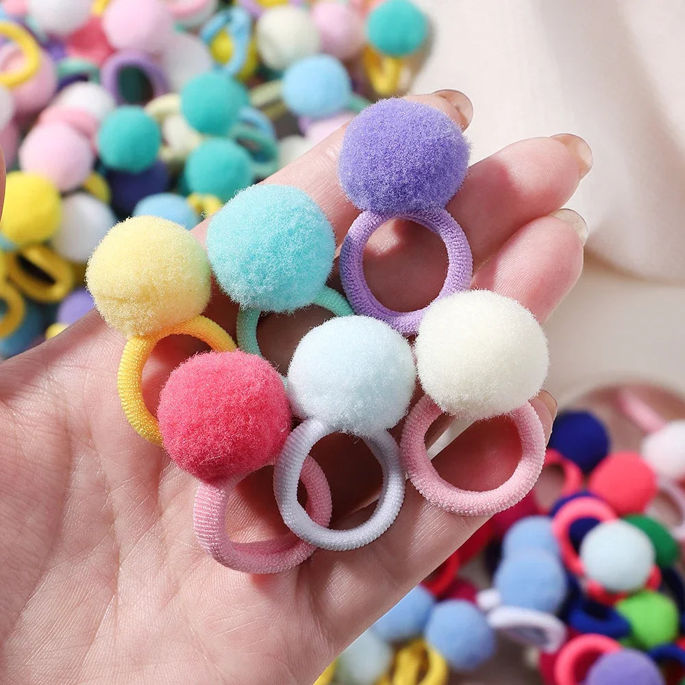 Kids Plush Ball Hair Bands Soft Comfortable Scrunchies - Smarsty