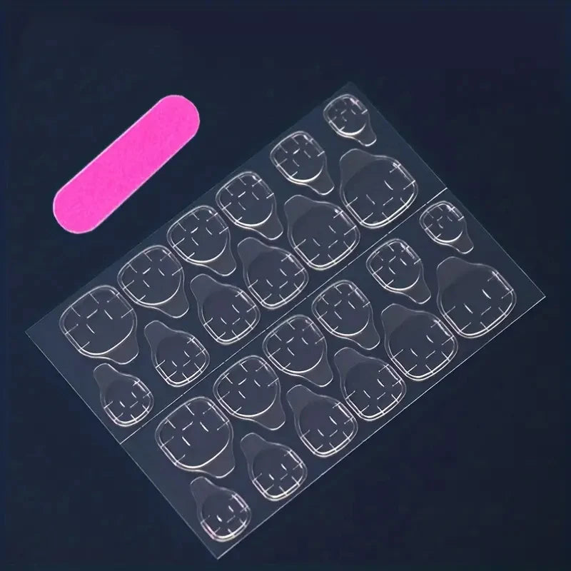 24 Piece Short Square Fake Nails with Colorful French Design - Smarsty