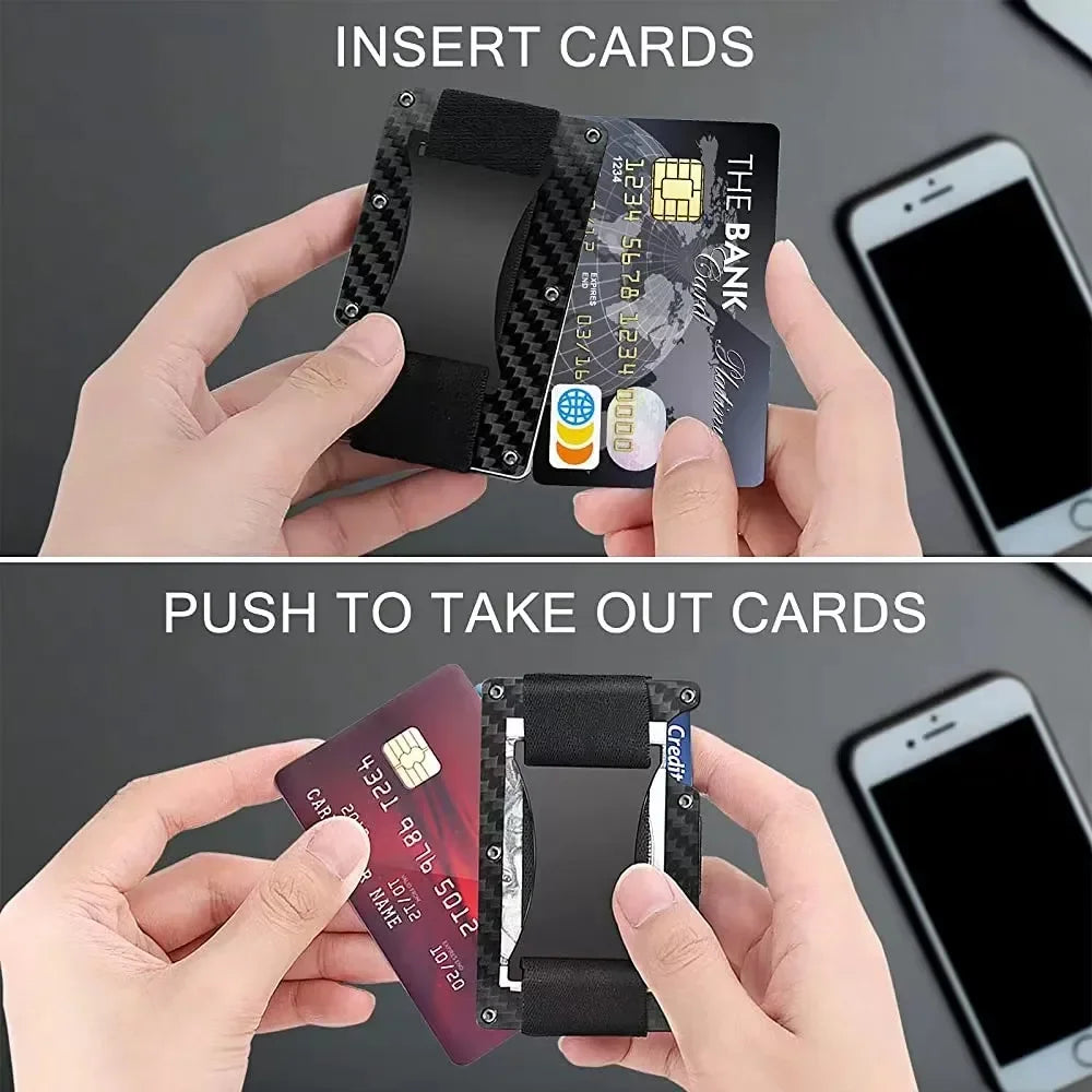 Carbon Fiber Metal Minimalist Slim Credit Card Holder Wallet Carteira for Men Cartera Tarjetero Hombre RFID Bank Cardholder Case