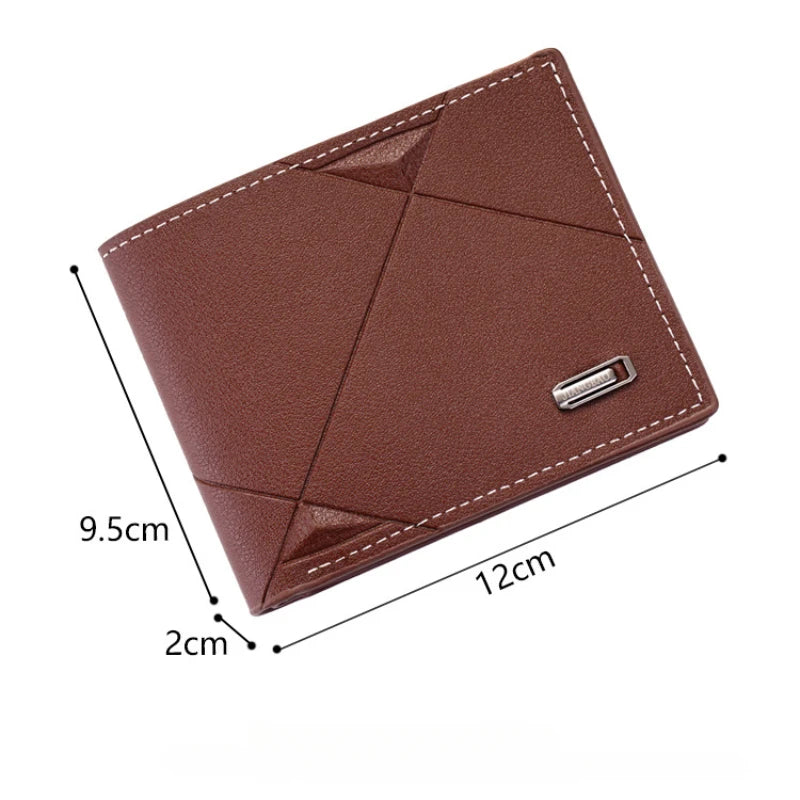 Men Short Bifold Faux Leather Masculina Billetera Credit ID Card Holder Wallet Billfold Purse Clutch Solid Hombre Business Slim - Smarsty