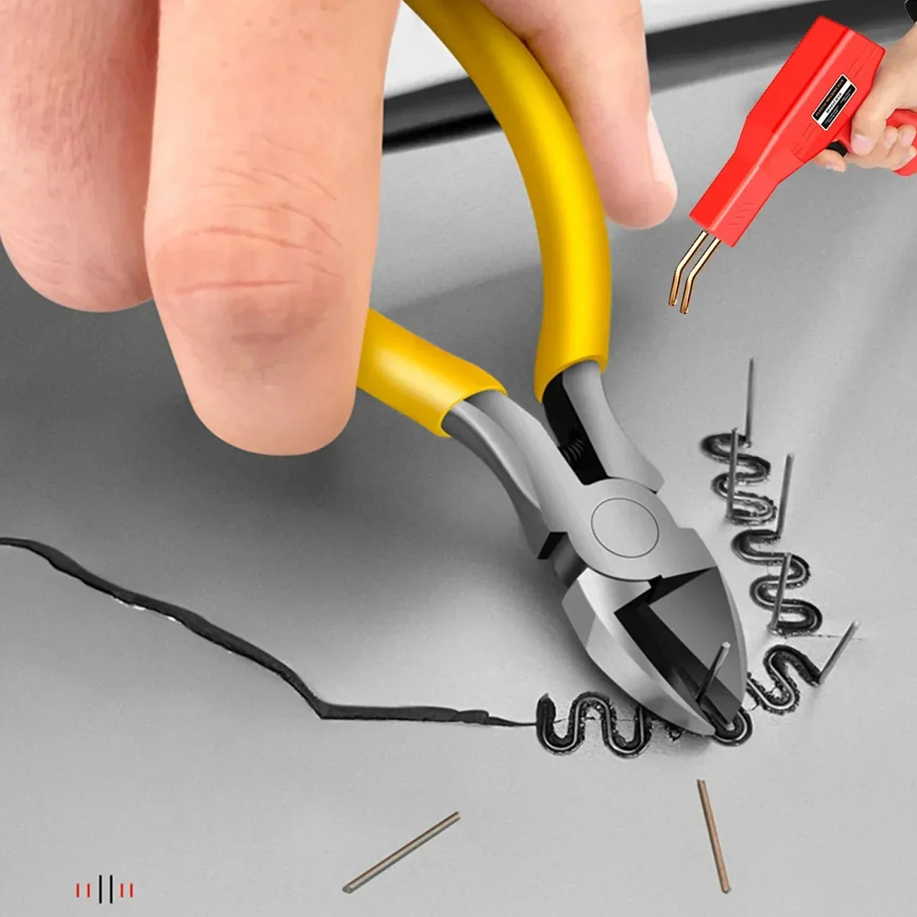 Plastic Welder, 2in-1 Plastic Welding Repair Kit Hot Staples, Hot Staples Weld Gun Repair Kit for Car Bumper And Most Plastics