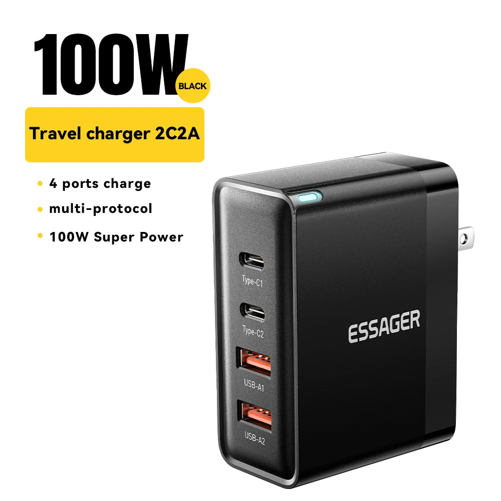 100W GaN USB3 C PD Charger For MacBook USKorea Plug - Smarsty