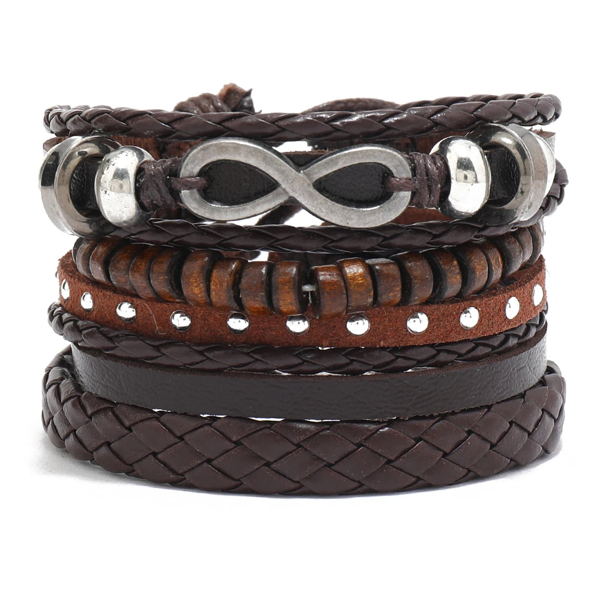Men’s Leather Braided Bracelets Vintage Ethnic Wristband - Smarsty