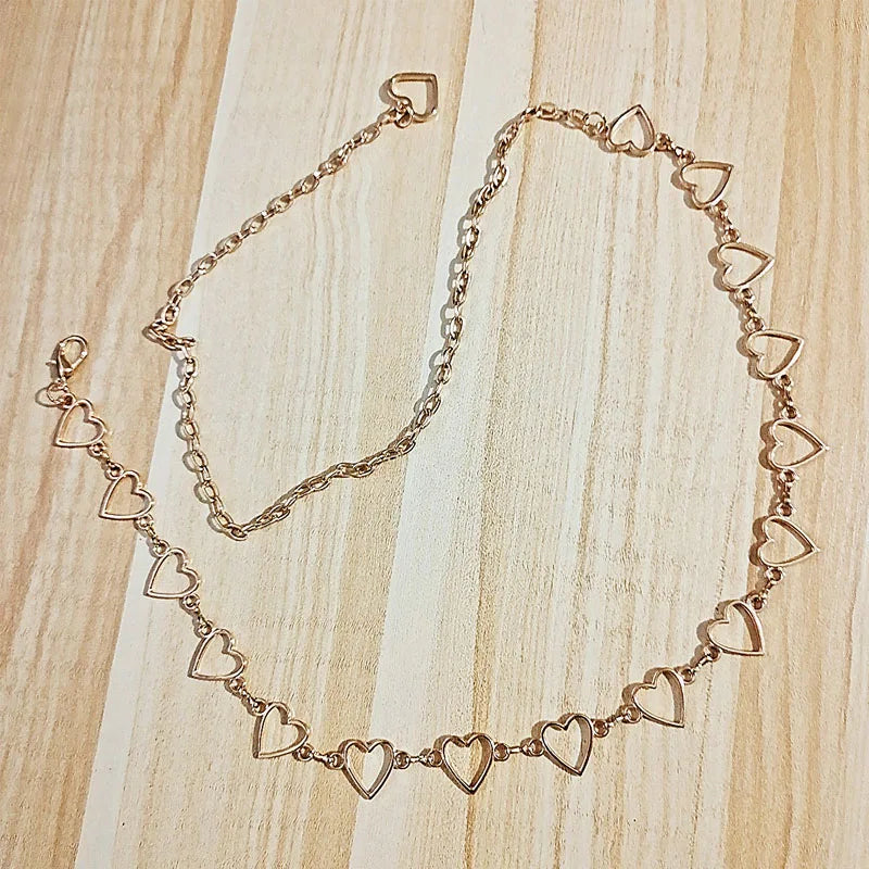 Women High Waist Metal Chain Belt with Crystals - Smarsty