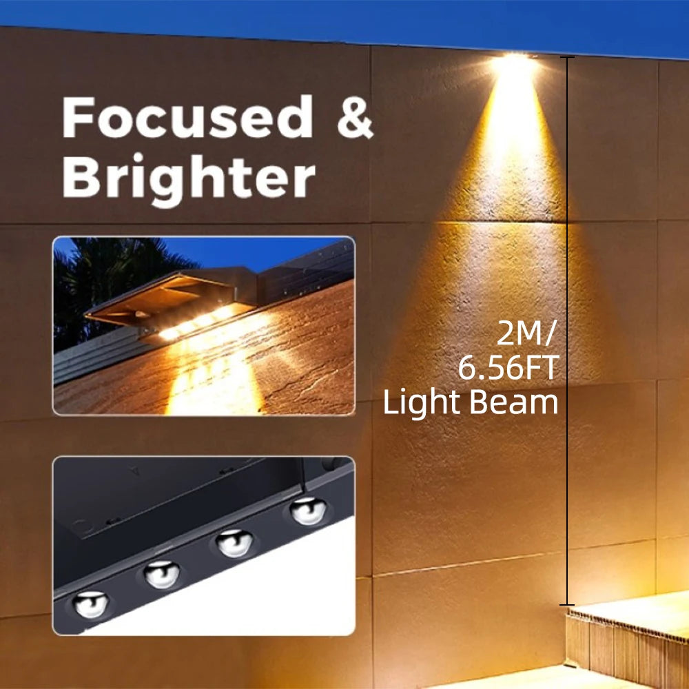 2 Pack Solar Wall Lights Waterproof LED Outdoor Lighting - Smarsty