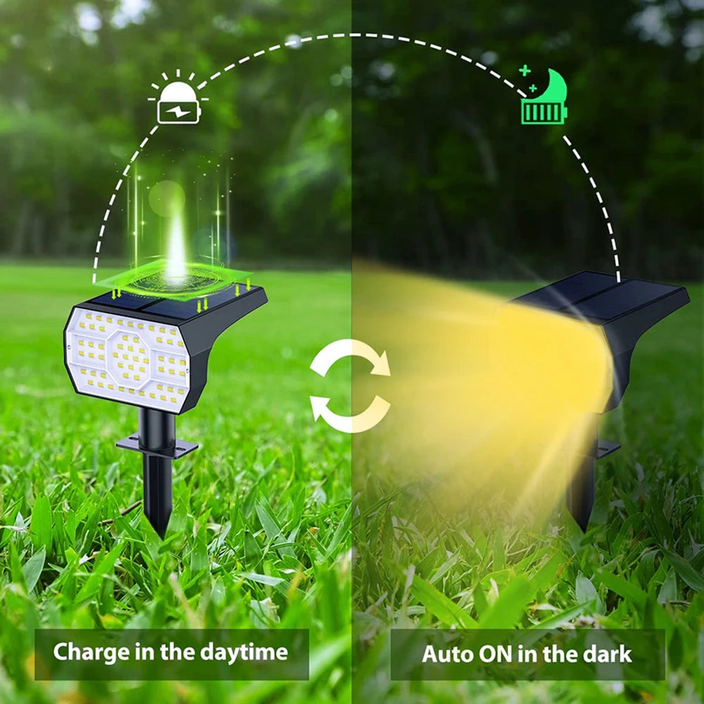 Solar Powered LED Spotlights for Outdoor Landscape Lighting - Smarsty