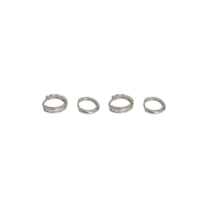 Stainless Steel Hoop Earrings with Zircon Crystals - Smarsty