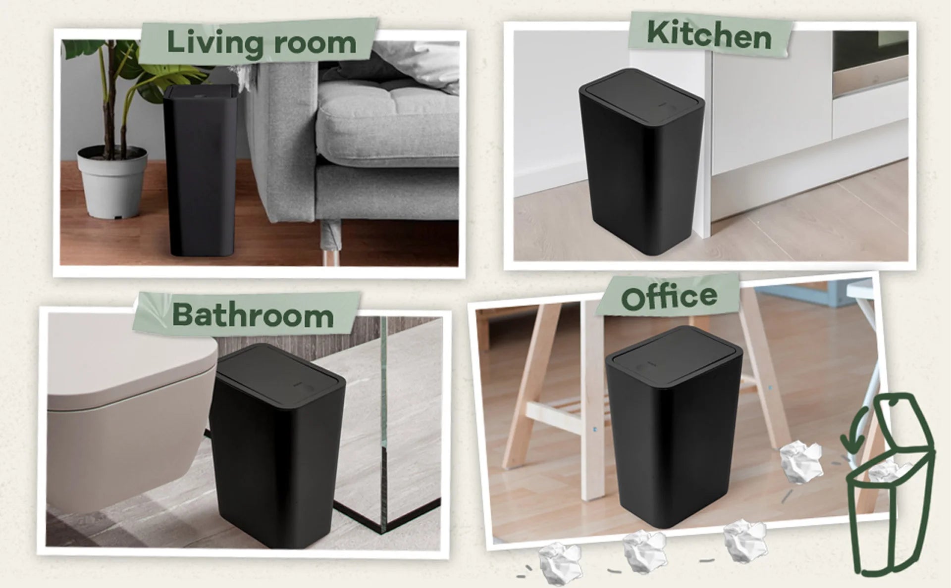 Bathroom Trash Can-10L Small Garbage Can with Press Top Lid for Toilet,Bedroom,Living Room – Plastic Wastebasket with Pop-up Lid - Smarsty