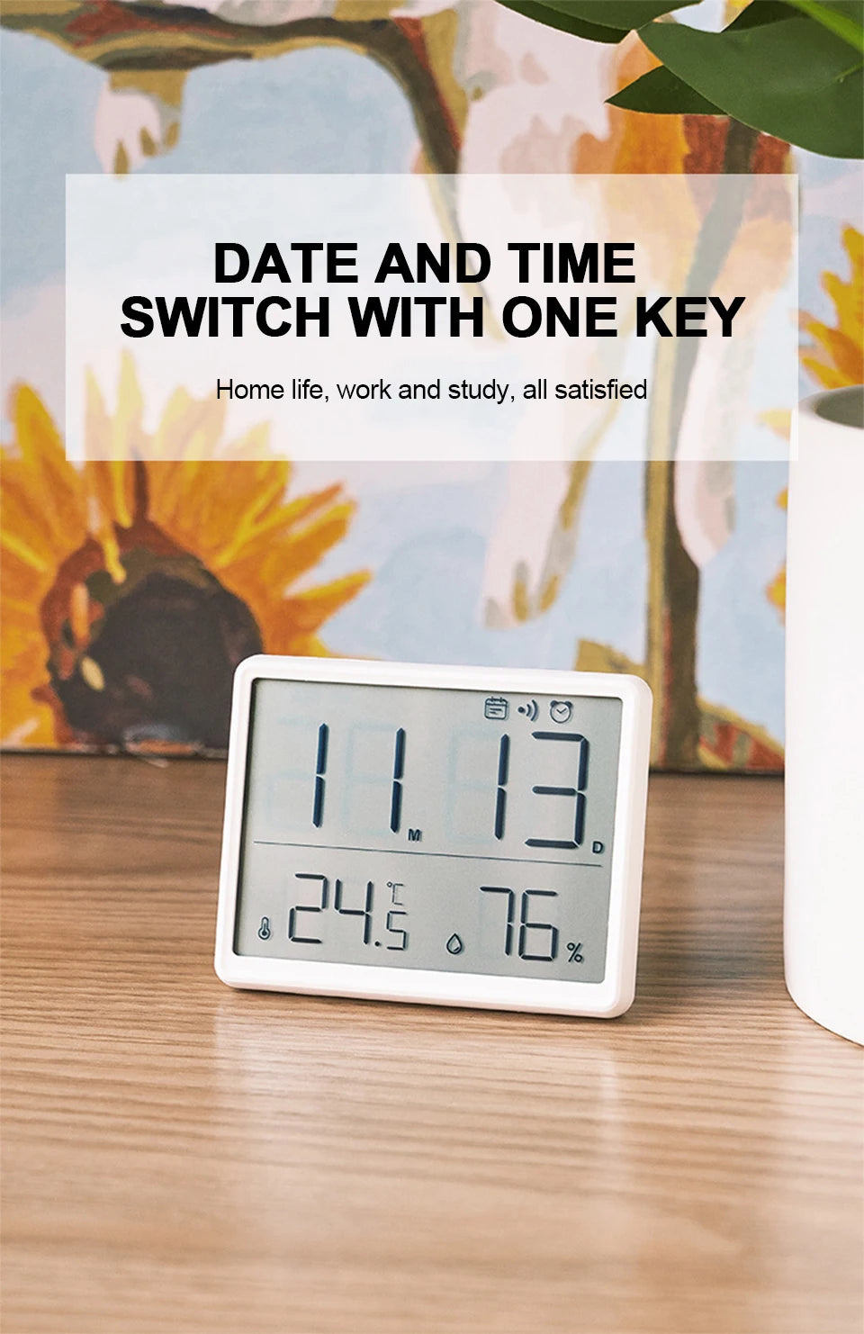 Ultra Thin Digital Alarm Clock with Large Screen - Smarsty