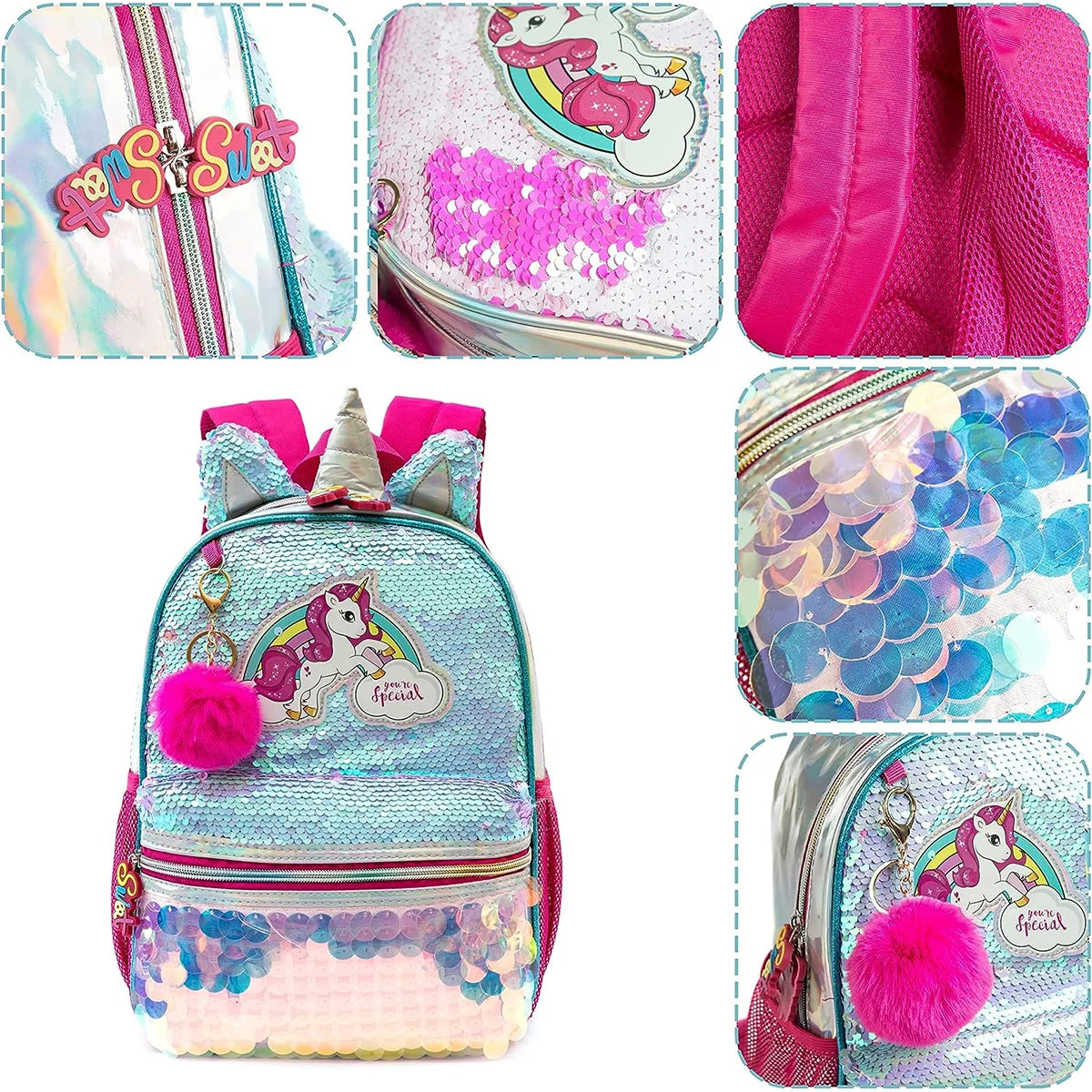 Girls Sequins Backpack For Kindergarten And School - Smarsty