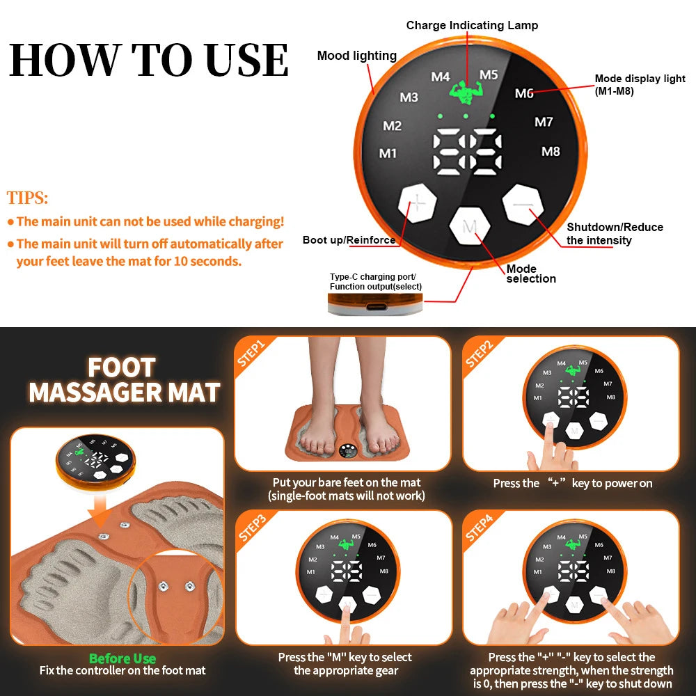 3D Smart Foot Massage Pad with Remote Control - Smarsty