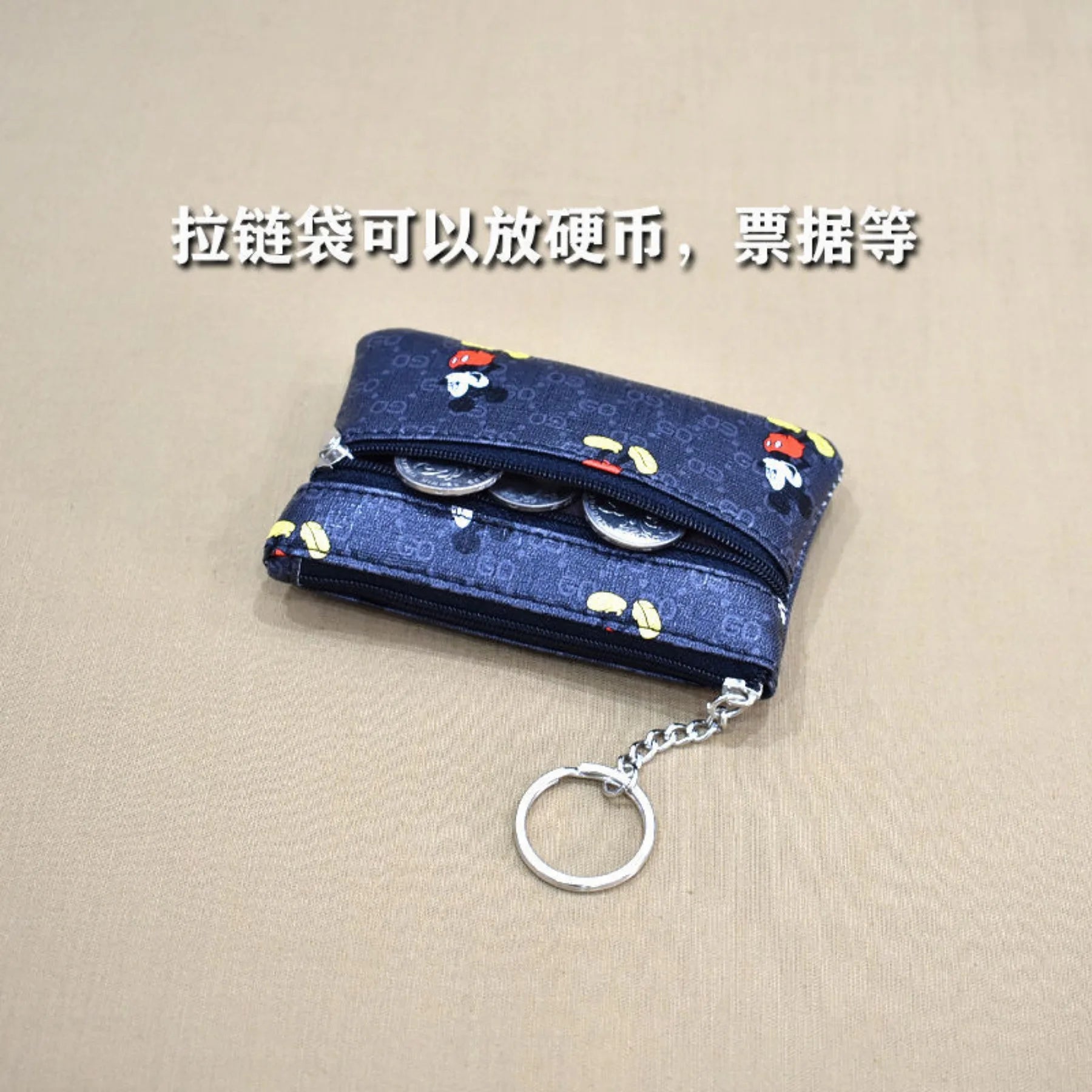 Disney Mickey Mouse Premium Genuine Leather Cartoon Phone Wallet Anime Coin Purse High-capacity Card Package Portable Wallet New