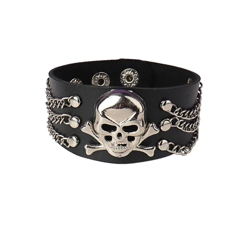 Adjustable PU Leather Studded Punk Bracelet for Men Women - Smarsty