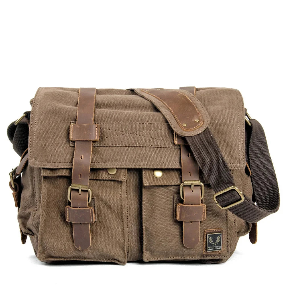 Muchuan Canvas Leather Messenger Bag For Men Laptop Case - Smarsty