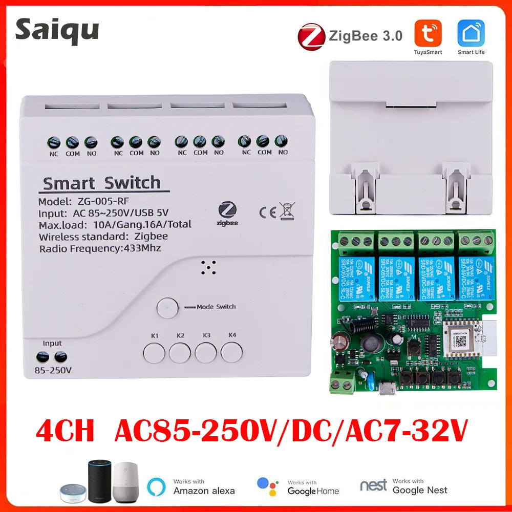 Zigbee Smart Home Relay Module for Alexa Control - Smarsty