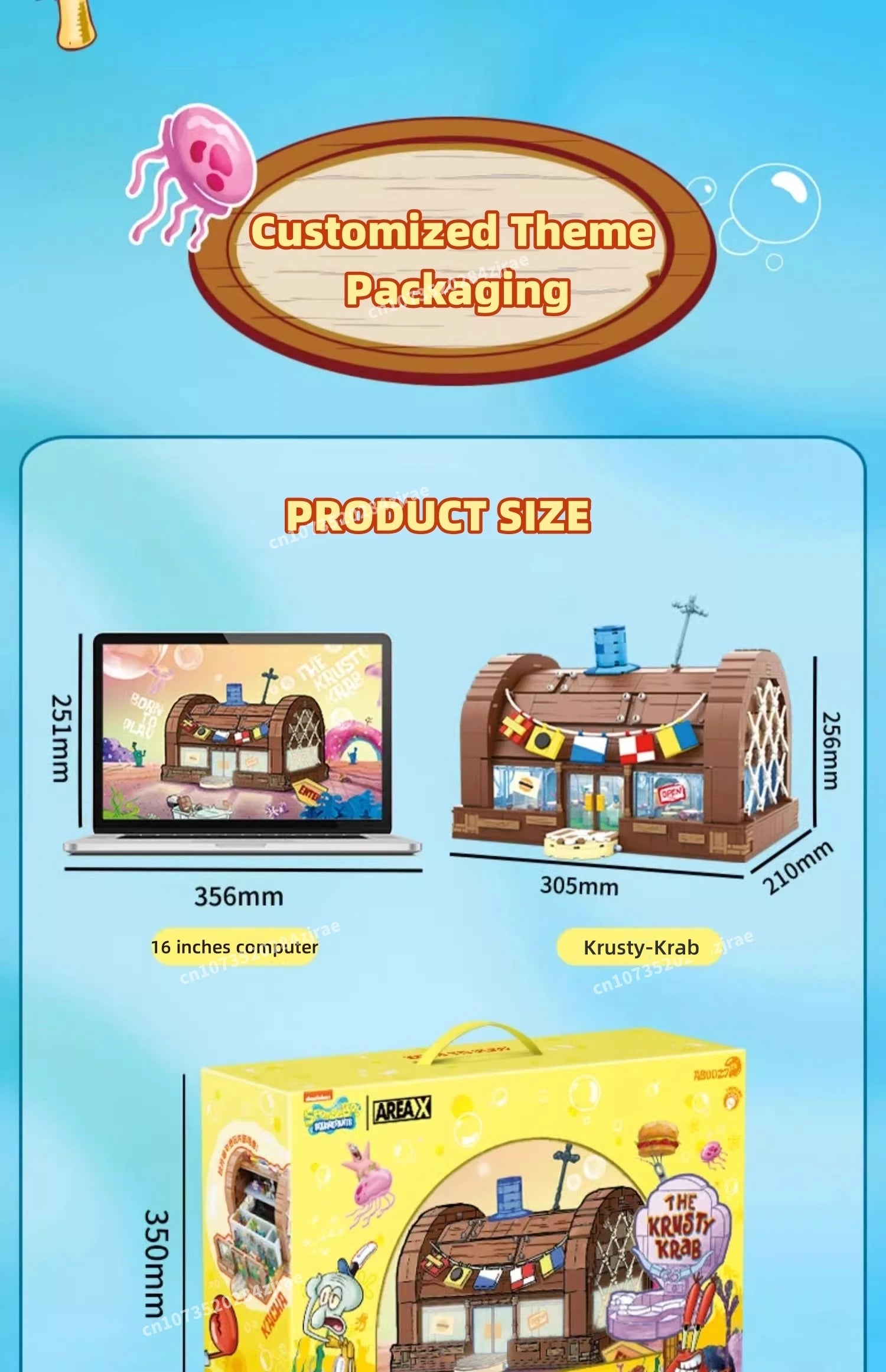 Spongebob building block cartoon Krusty Krab creative restaurant scene model Patrick Star assembly toy children's birthday gift by Smarsty