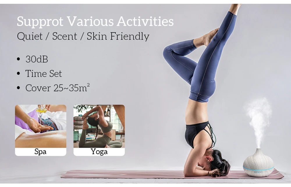 Wood Grain Aromatherapy Essential Oil Diffuser with Remote Control - Smarsty