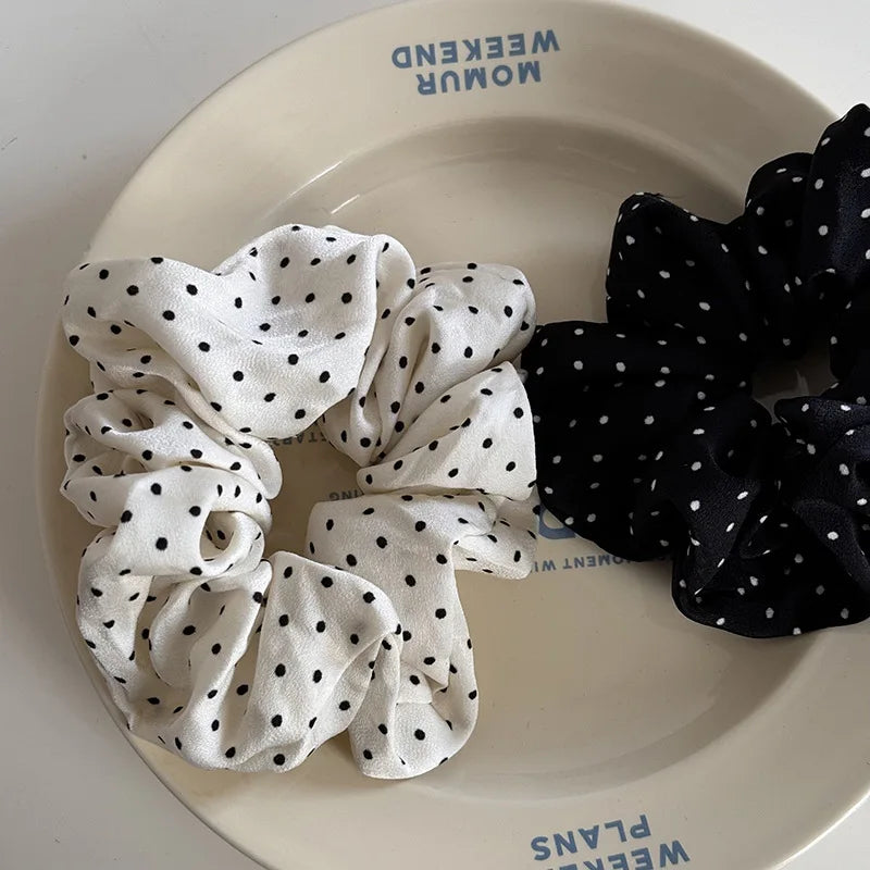 Elegant French Dot Scrunchies Soft Elastic Hair Ties - Smarsty