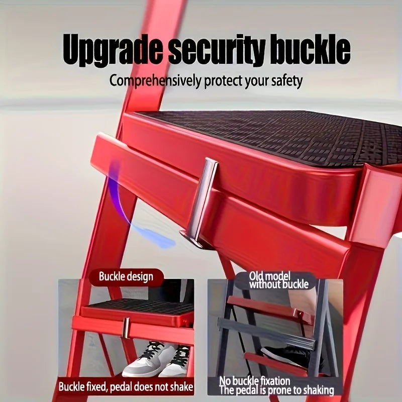 4-step ladder set: multifunctional foldable lightweight, wide-thick sturdy, safe handle + wide non-slip steps, for home/outdoor/