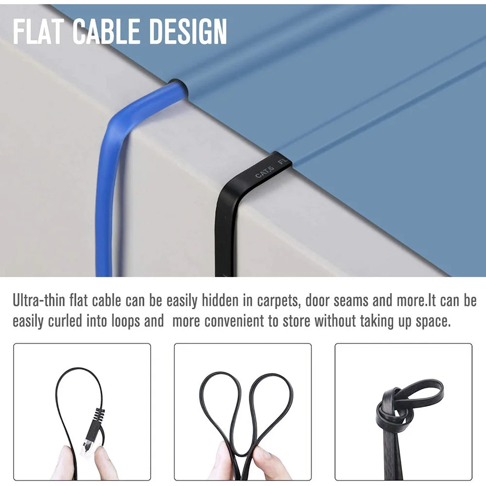 Cat 6 Ethernet Cable 1000M High Speed Flat Design - Smarsty