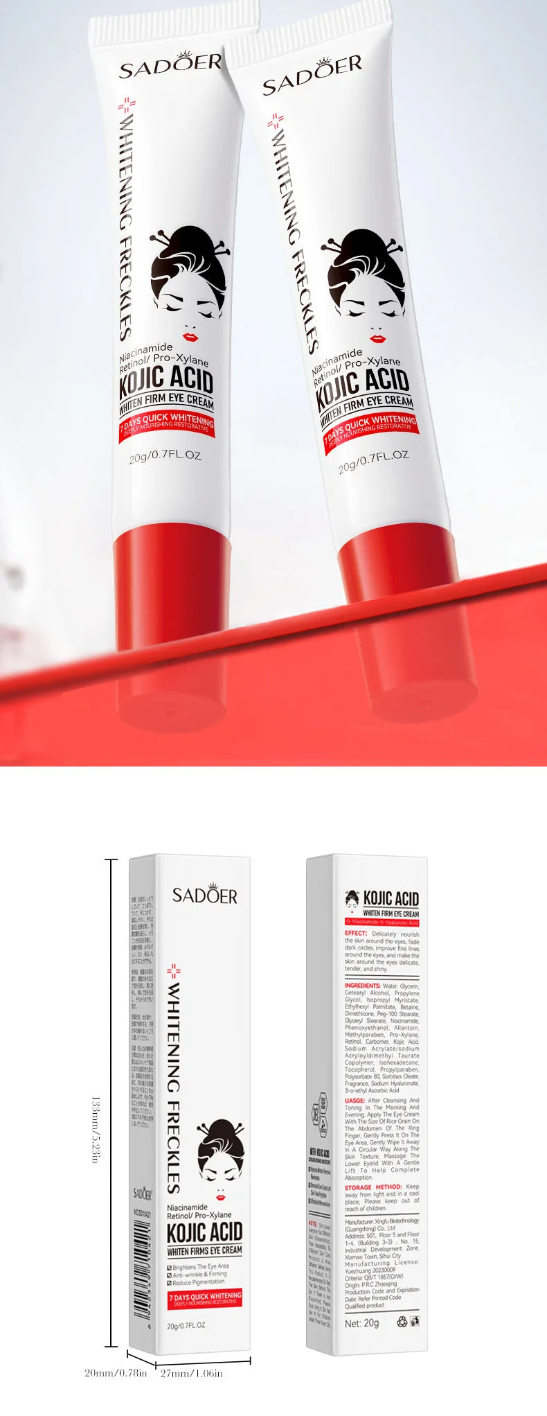Kojic Acid Retinol Eye Cream for Dark Circles - Smarsty