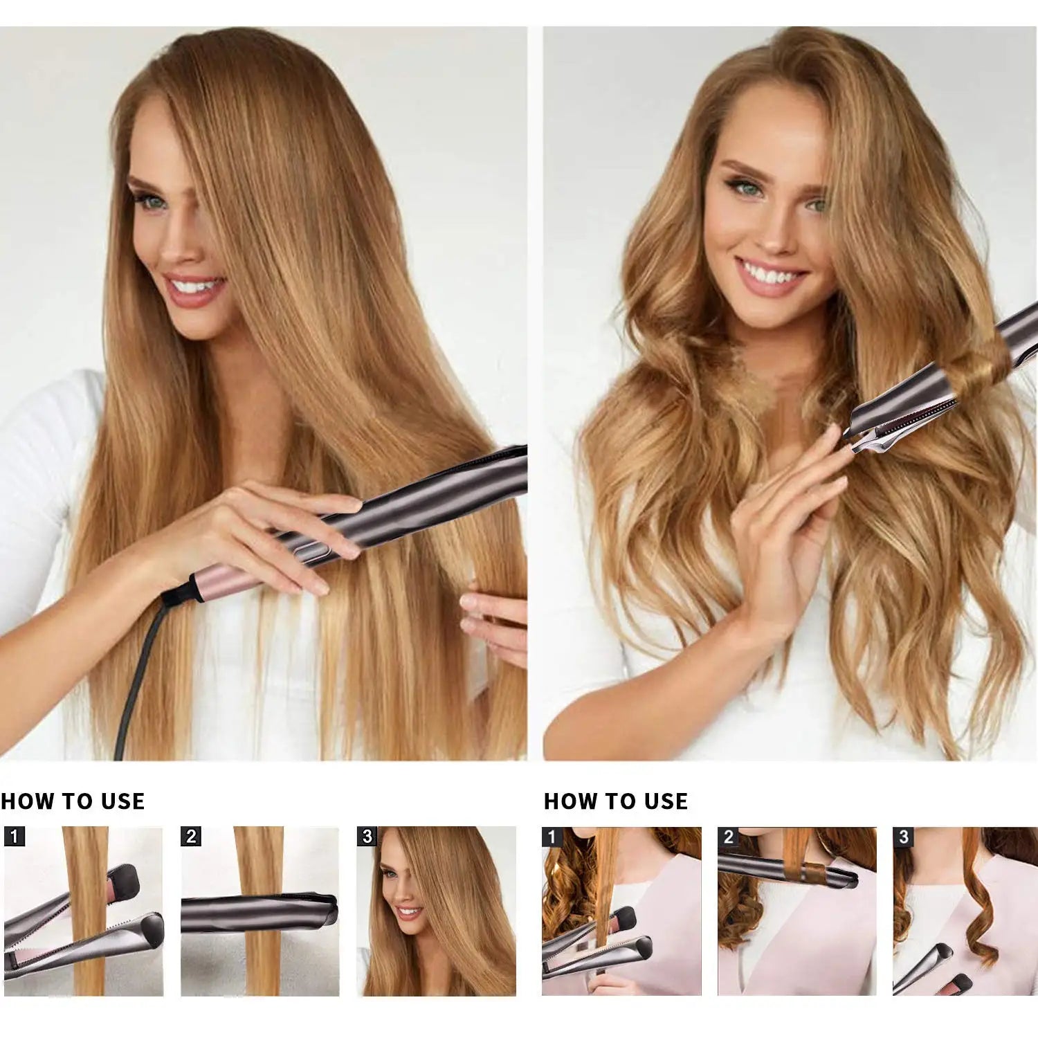 2 in 1 Hair Straightener and Curler with Fast Heating - Smarsty