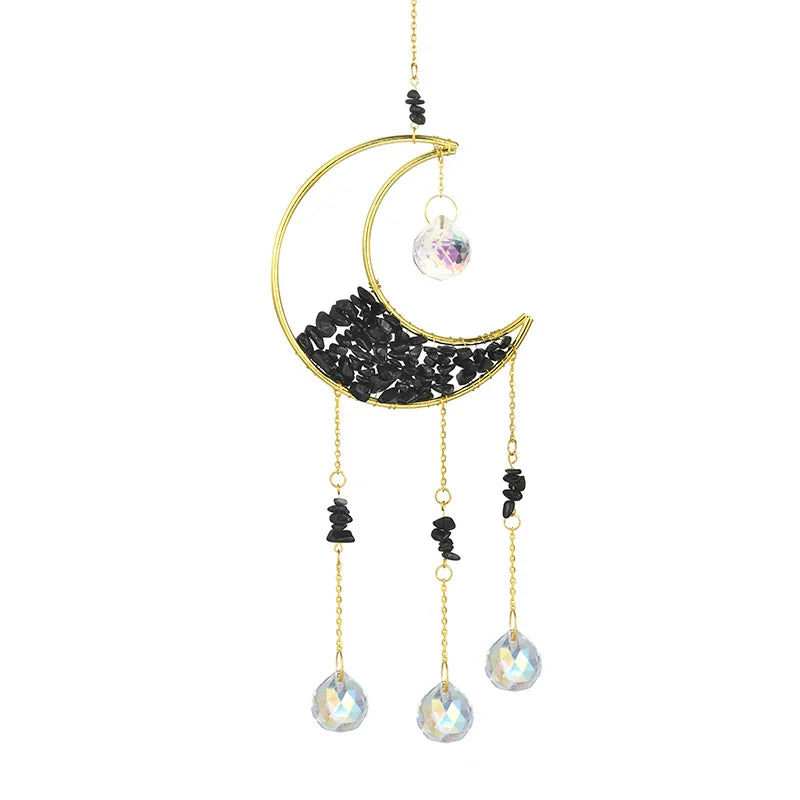 Gold Moon Crystal Suncatcher Wind Chime for Rainbow Effects - Smarsty