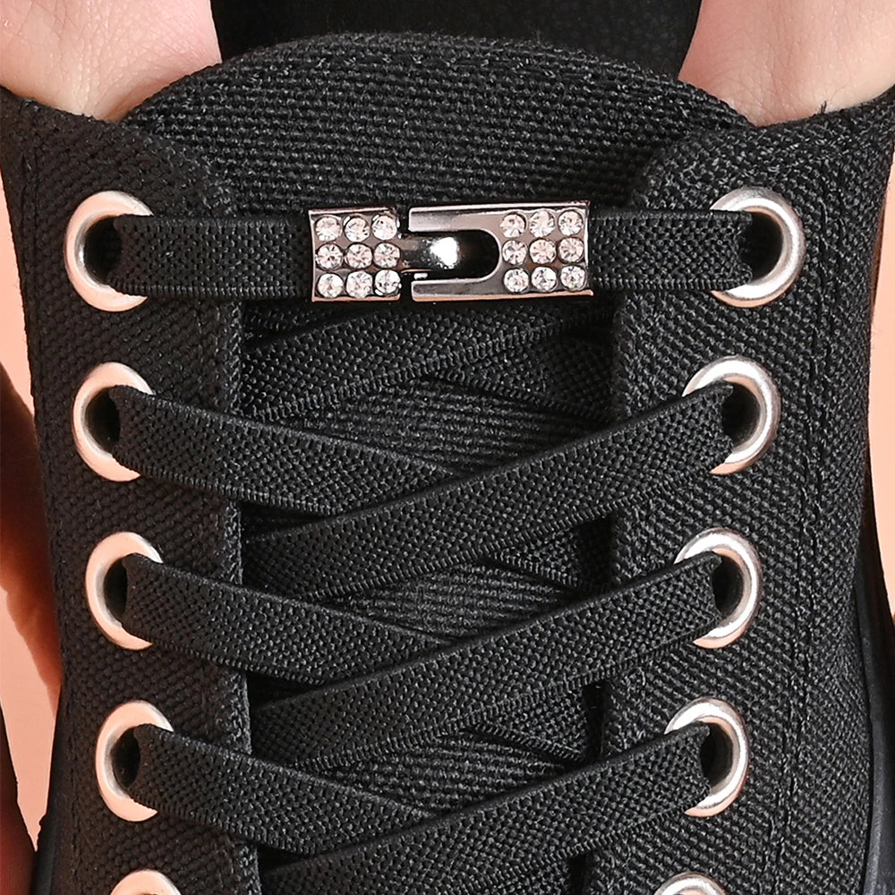 No Tie Shoe Laces Diamond Buckle Elastic Laces Shoelaces Sneaker Kids Adult Shoelace Suitable For Sports Casual Shoes Boots - Smarsty