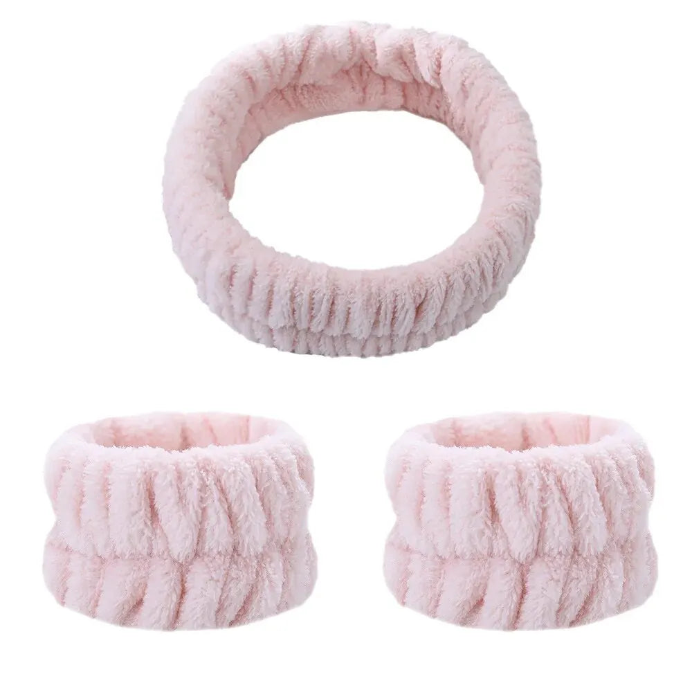 Absorbent Waterproof Face Wash Wristbands And Headband Set - Smarsty