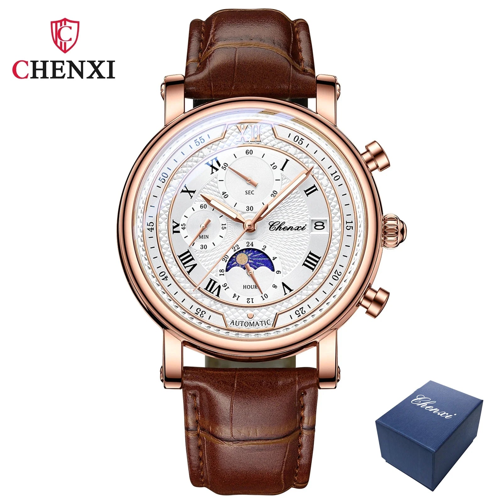 Chenxi Leather Chronograph Quartz Watch for Men - Smarsty