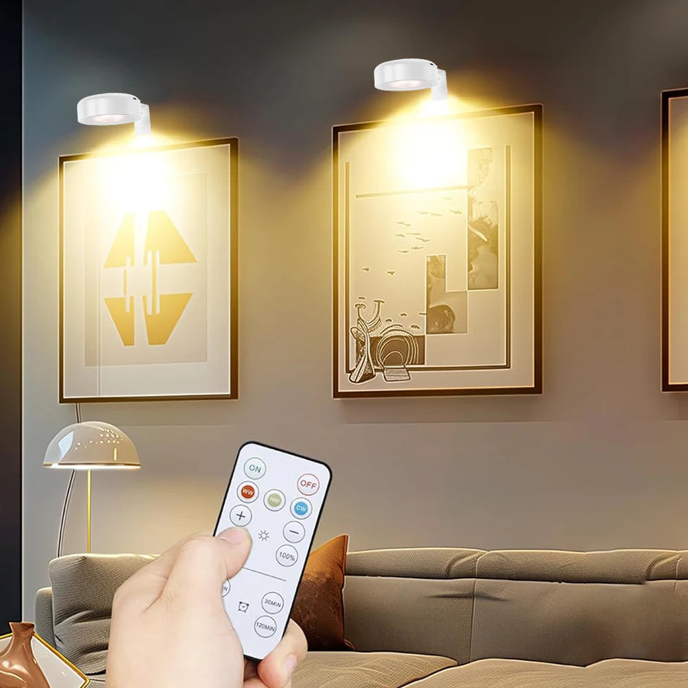 2/3pc Rechargeable Picture Light Magnetic LED Painting Light with Remote and Timer Art Display Light Dimmable 3 Lighting Modes