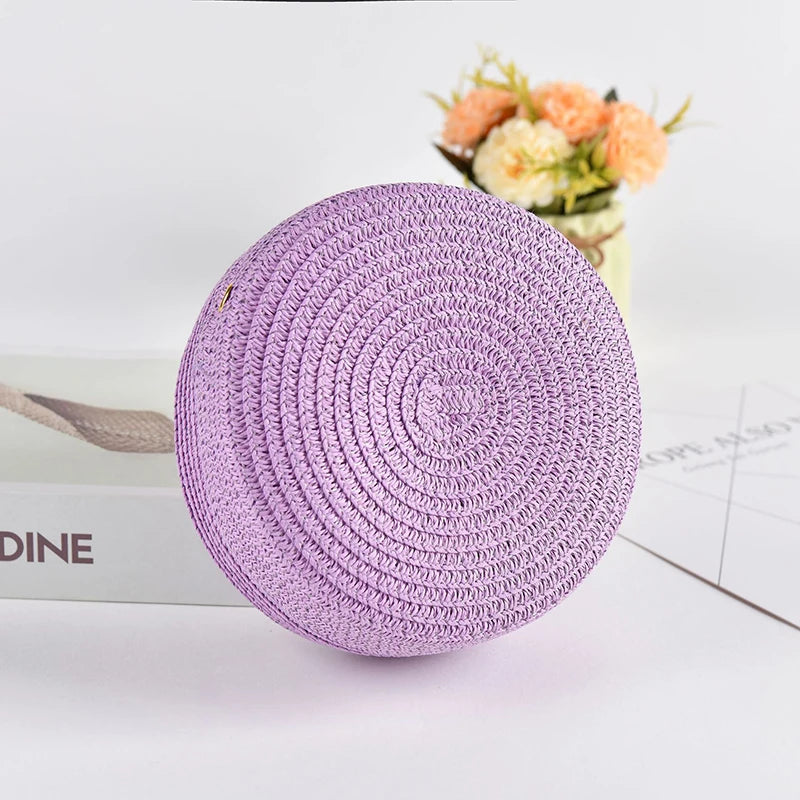Round Straw Bag For Women Woven Handmade Shoulder Bag - Smarsty