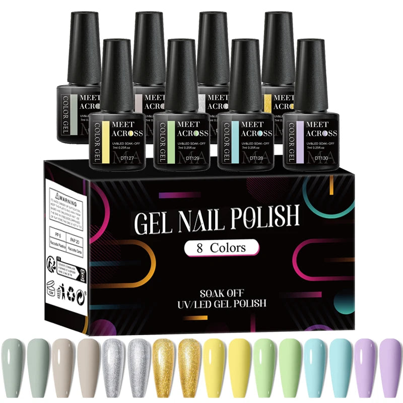 Fluorescent Gel Nail Polish Set With Glitter Finish - Smarsty