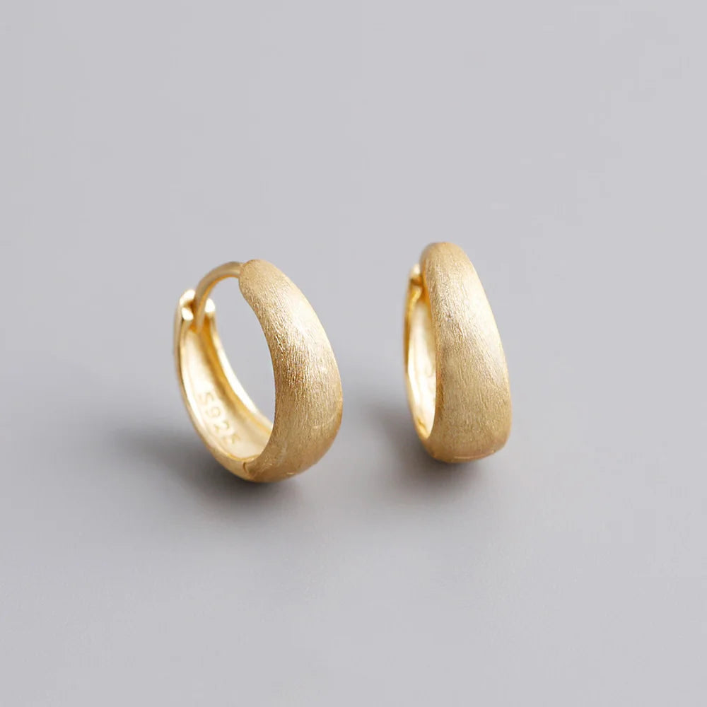 925 Sterling Silver Wide Gothic Huggies Hoop Earrings - Smarsty