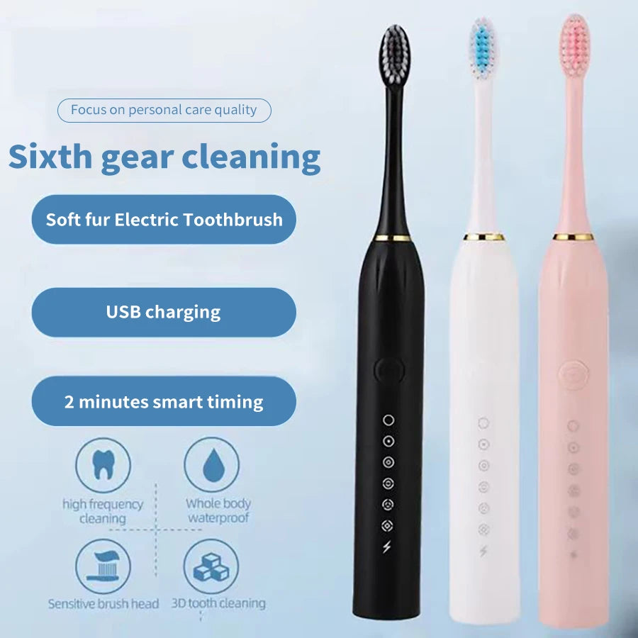 Electric Ultrasonic Toothbrush with Six Speed Modes - Smarsty
