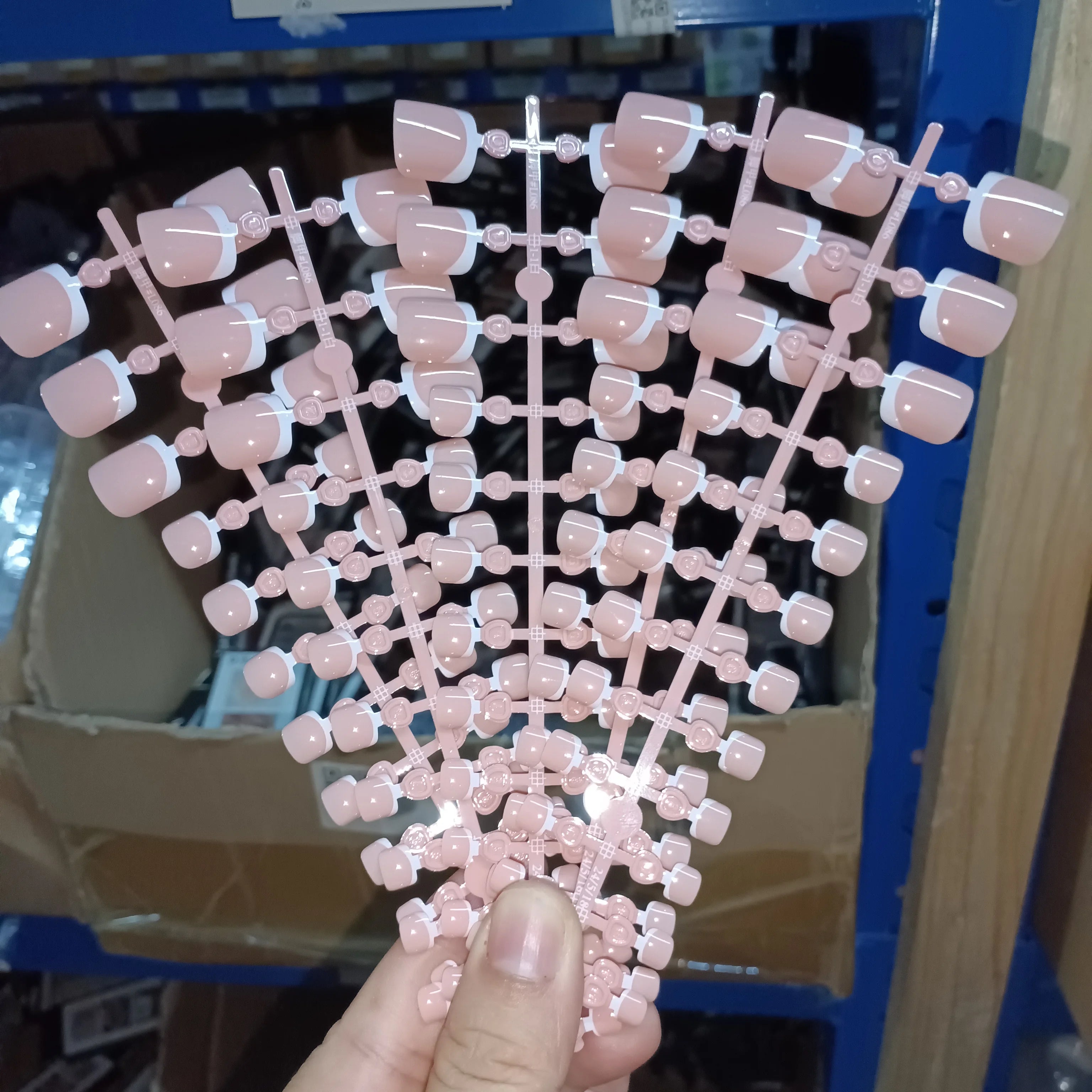 120 Pieces Pink Square Toe Nail Tips Full Cover Extensions - Smarsty